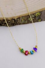 Kırık Taşlar Serisi Doğaltaşlı Mix Kadın Genç Kız Kolyesi Modeli