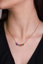 Kırık Taşlar Serisi Doğaltaşlı Mix Kadın Genç Kız Kolyesi Modeli