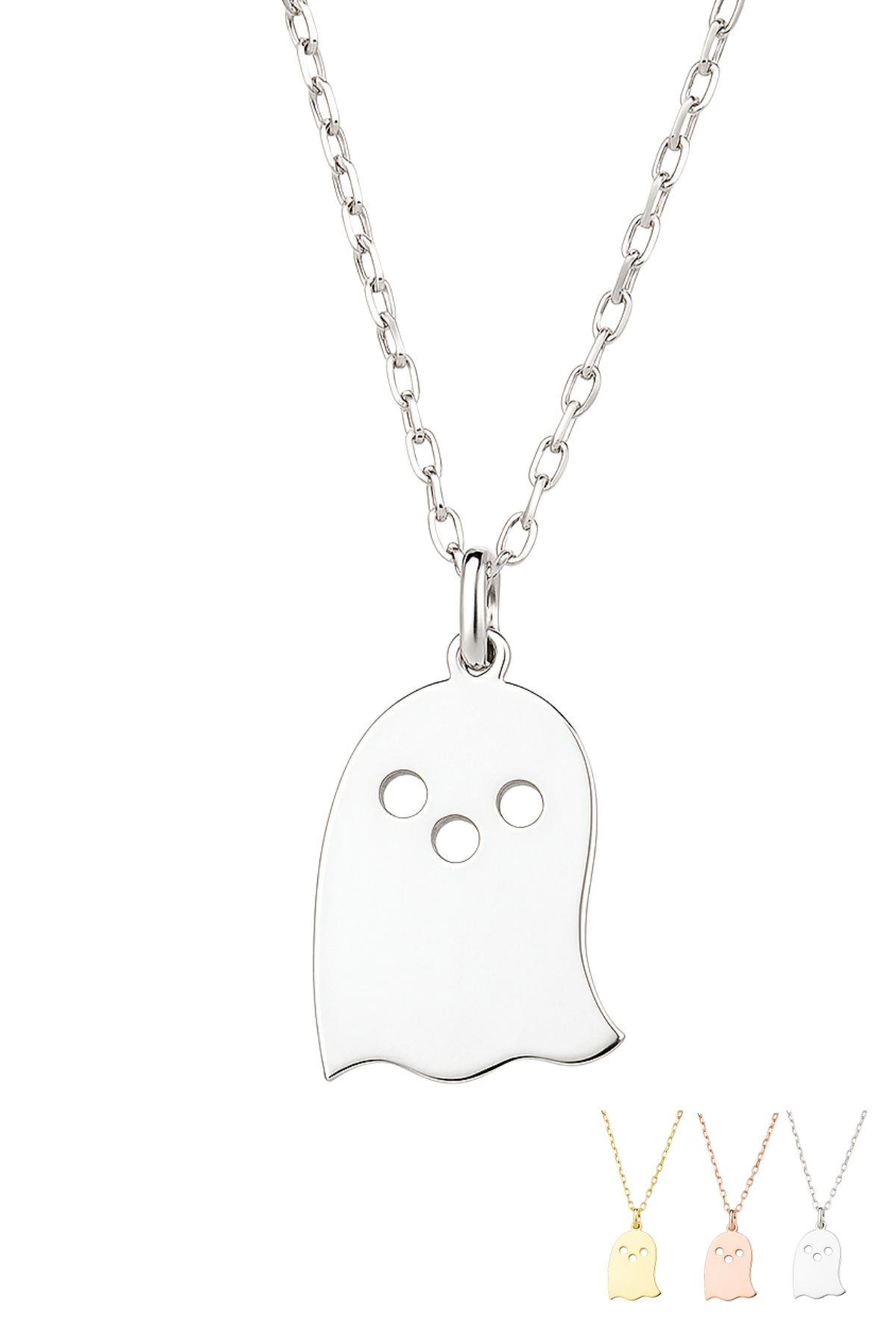 Yeni Yıl Halloween Hayalet 925 Ayar Gümüş Kolye