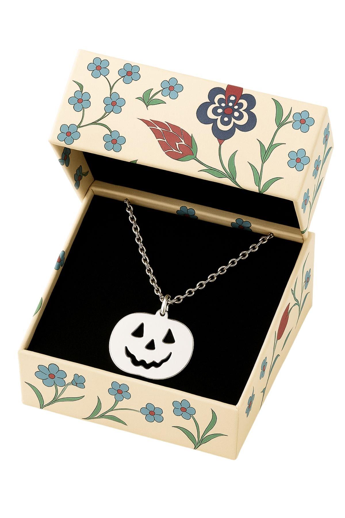 Yeni Yıl Halloween Bal Kabağı 925 Ayar Gümüş Kolye