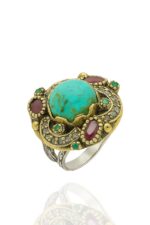 Behiye Serisi Gümüş Doğal Firuze Taşlı Set Takı