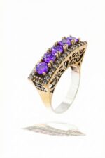 Beştaş Serisi Mor Ametist Taşlı Otantik 925 Ayar Gümüş Kadın Yüzük