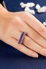 Beştaş Serisi Mor Ametist Taşlı Otantik 925 Ayar Gümüş Kadın Yüzük