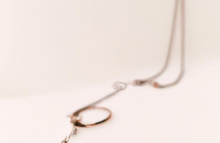 Create a clean, elegant, minimal featured image suitable for a jewelry blog. Soft lighting, white ba