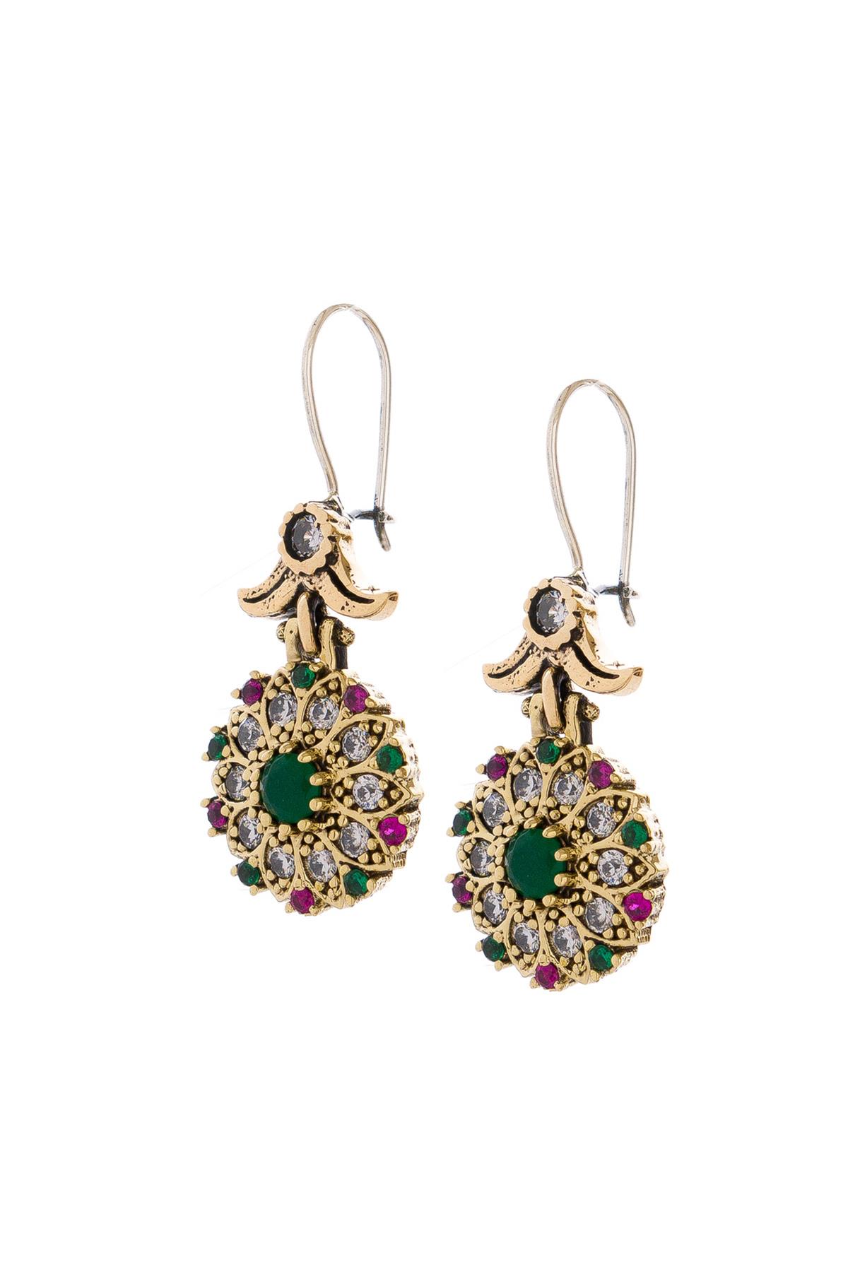 Verde Serisi Renkli Taşlı Gümüş Üçlü Set Otantik Takı Ayarlanabiilir Yüzüklü