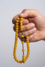 Sıkma Serisi Turuncu Sarı Bilek Boy Kehribar Tesbih Sistem Püsküllü