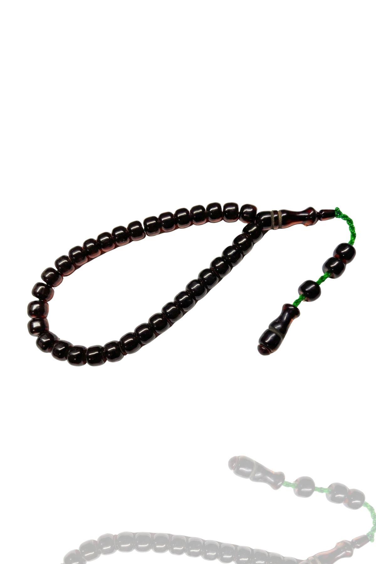 Sıkma Serisi Kırmızı Bilek Boy Kehribar Tesbih Sistem Püsküllü