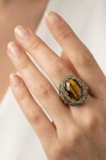 Sultani Serisi Kaplan Gözü Taşlı Otantik 925 Ayar Gümüş Kadın Yüzük