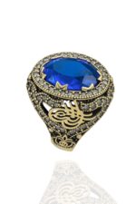 Sultani Serisi Mavi Safir Taşlı Otantik 925 Ayar Gümüş Kadın Yüzük