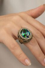 Sultani Serisi Mistik Topaz Taşlı Otantik 925 Ayar Gümüş Kadın Yüzük