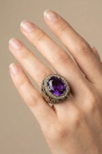 Sultani Serisi Mor Ametist Taşlı Otantik 925 Ayar Gümüş Kadın Yüzük