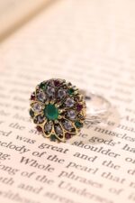 Verde Serisi Renkli Taşlı Gümüş Otantik Takı Ayarlanabiilir Yüzük