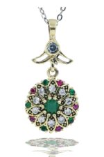 Verde Serisi Renkli Taşlı Gümüş Üçlü Set Otantik Takı Ayarlanabiilir Yüzüklü