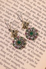 Verde Serisi Renkli Taşlı Gümüş Üçlü Set Otantik Takı Ayarlanabiilir Yüzüklü