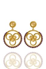 Yuvarlak Ametist Rutil Kuvars Taşlı Otantik Çivili Kadın Küpe