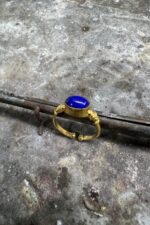 Doğal Lapis Lazuli Taşlı Açık Uçlu Altın Kaplama Ayarlanabilir Kadın Yüzük