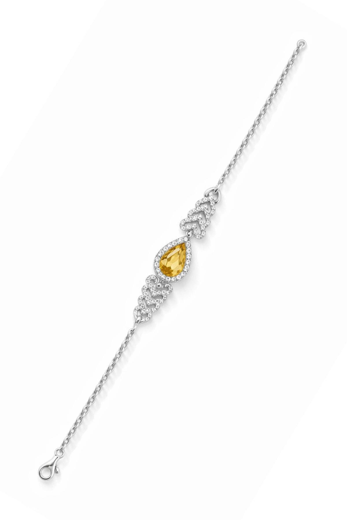 Damla Kesim Zultanit Taşlı Ayarlanabilir Kadın 925 Ayar Gümüş Bileklik