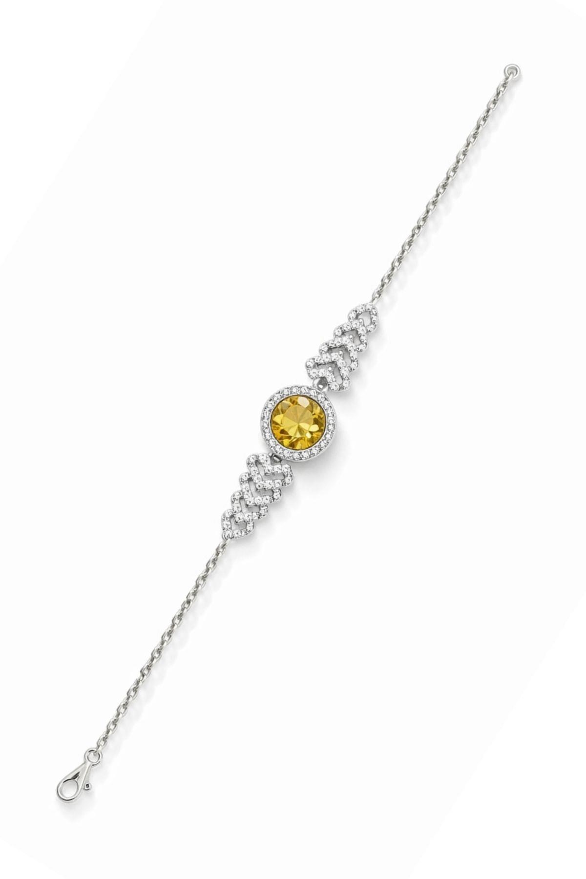 Yuvarlak Kesim Zultanit Taşlı Ayarlanabilir Kadın 925 Ayar Gümüş Bileklik