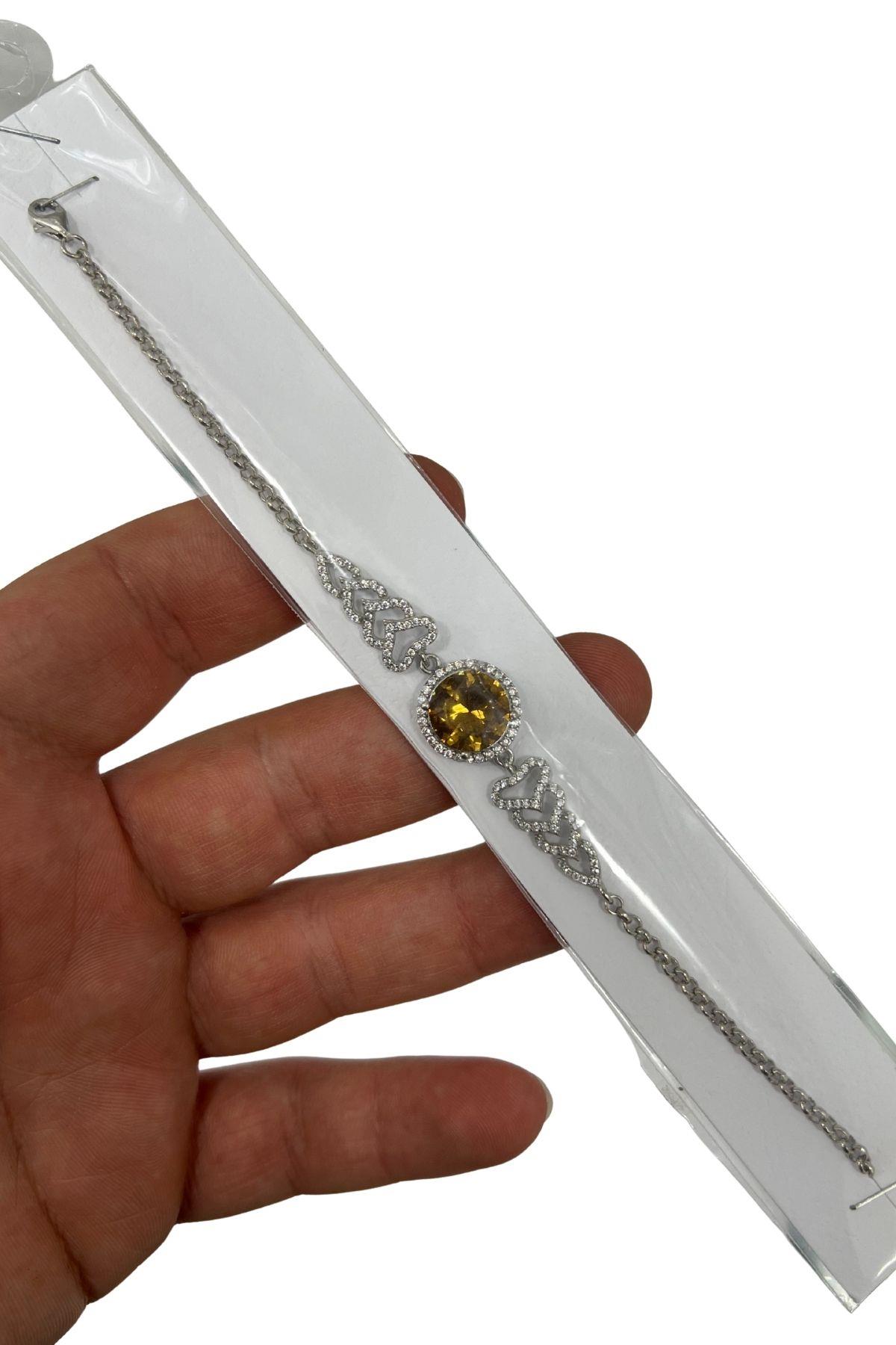 Yuvarlak Kesim Zultanit Taşlı Ayarlanabilir Kadın 925 Ayar Gümüş Bileklik