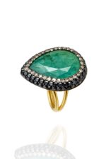 Akasya Serisi Kök Yakut Zümrüt Safir Doğal Taşlı El İşi Kadın Yüzük Ayarlanabilir Ölçülü