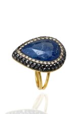 Akasya Serisi Kök Yakut Zümrüt Safir Doğal Taşlı El İşi Kadın Yüzük Ayarlanabilir Ölçülü