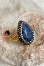 Akasya Serisi Kök Yakut Zümrüt Safir Doğal Taşlı El İşi Kadın Yüzük Ayarlanabilir Ölçülü