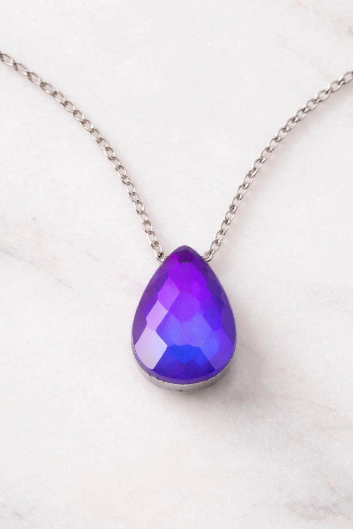 Damla Model His Taşı Isıya Göre Renk Değiştiren Gümüş Kolye