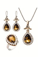 Hürrem Sultan Serisi Zultanit Taşlı Damla Otantik Gümüş Üçlü Kadın Seti